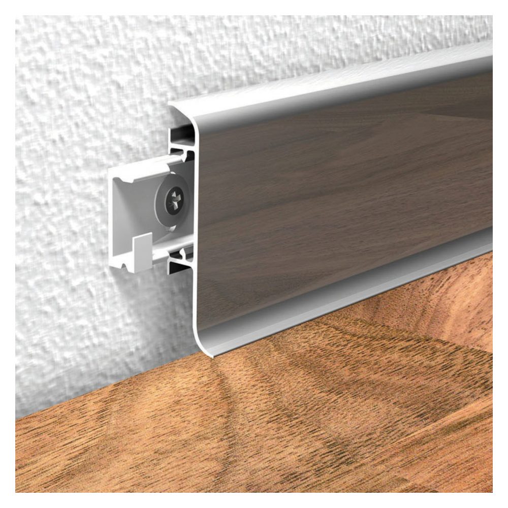 Rodapé 60mm c/ passa cabos - Rubicer