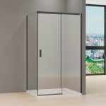 Resguardo de Duche Frontal Timeless 1,40M + Painel Lateral Fixo de 70CM Preto