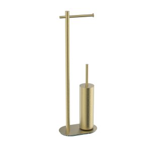Suporte Porta Rolo e Piaçaba de pé Smooth Dourado Escovado