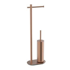 Suporte Porta Rolo e Piaçaba de pé Smooth Rosa Gold Escovado