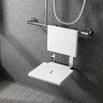 Banco/Assento com encosto de costas rebatível em inox SUS305