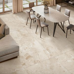 Lâmina em Porcelânico Terrazzo Crema - Mate 120x240cm