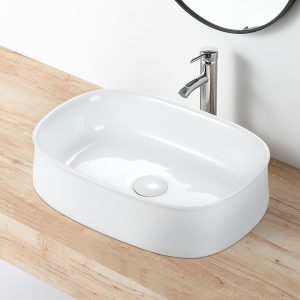 Lavabo de encimera blanco brillante